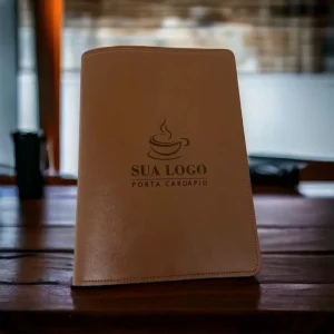 cardápios a4 premium em couro para restaurante personalizado